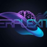 Digital artwork featuring the word 'Perplexity' with a futuristic brain design and circuit-inspired details.