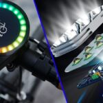 Smart bicycle gadgets with LED navigation display and advanced lighting system for enhanced riding experience.